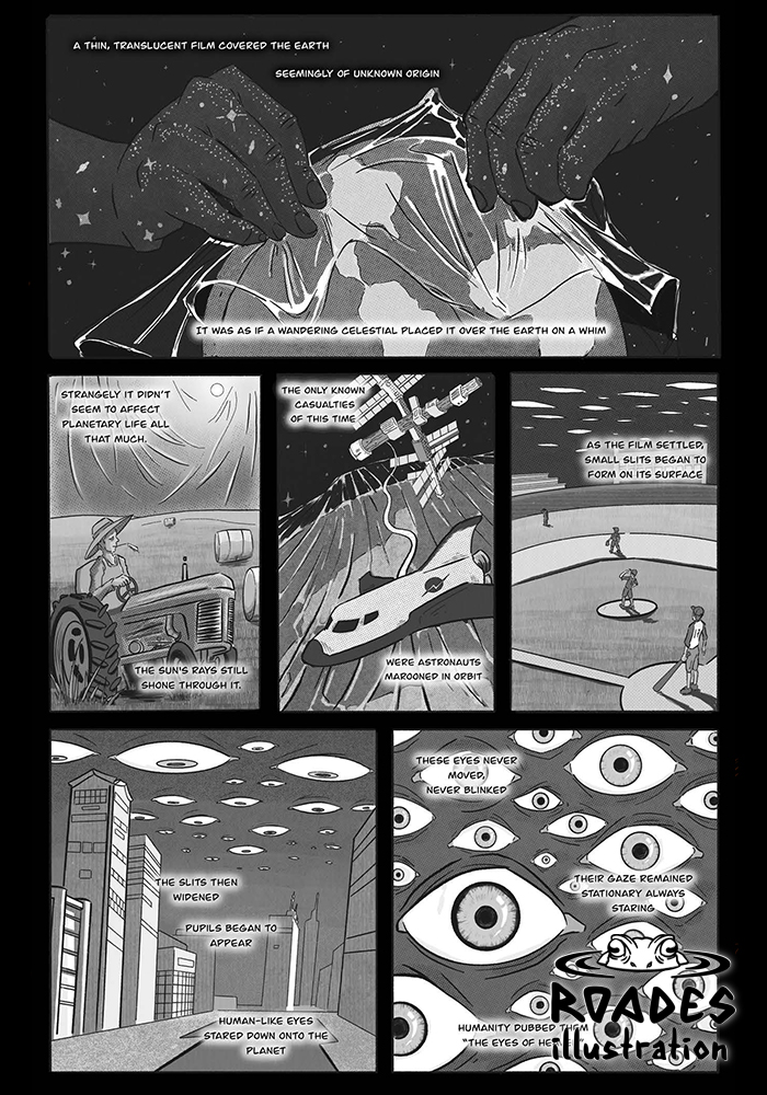 Page one of short horror, mystery, and sci-fi comic