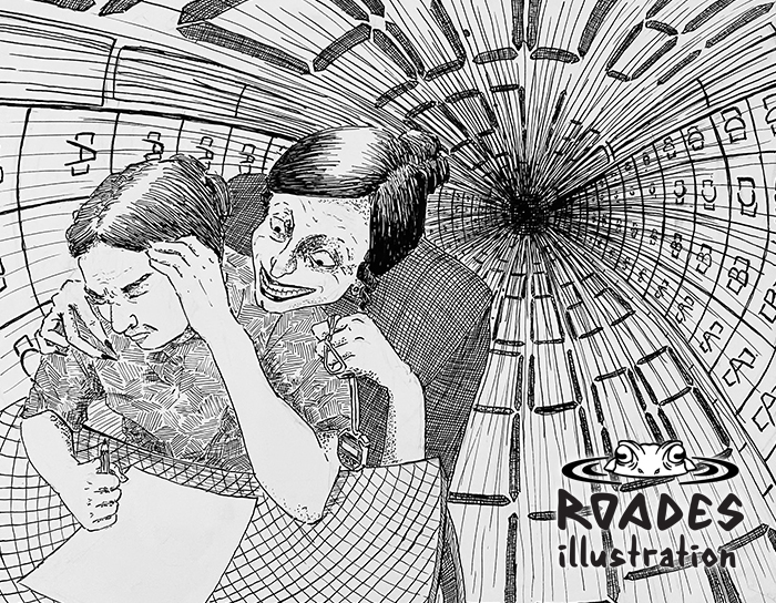 Horror illustration in pen and ink